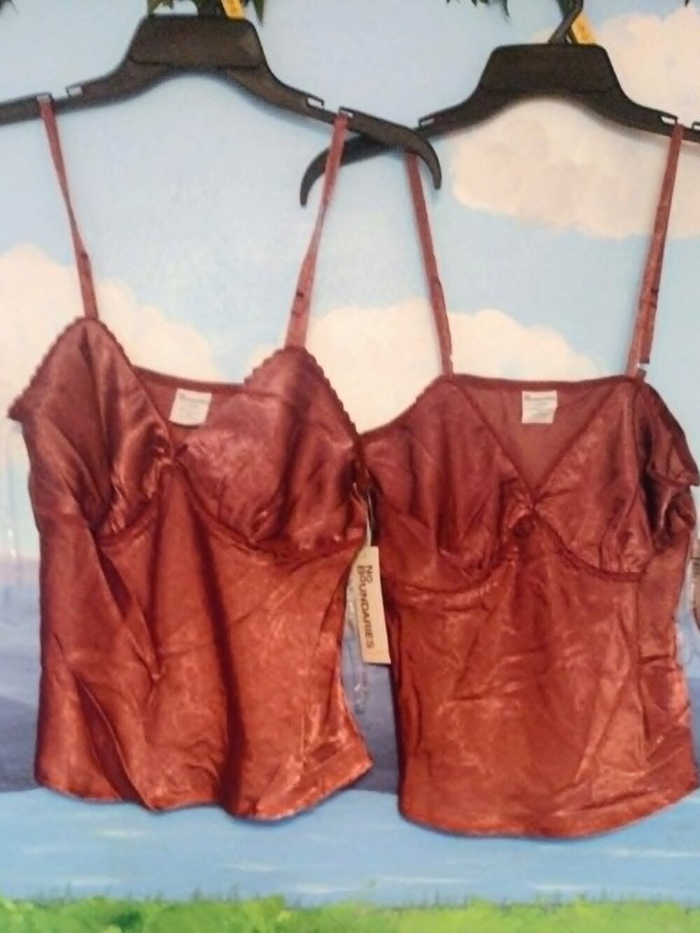 NWT Lot of 2 No Boundaries Y2K Women's Camisole With Trim and Bow Size L(12-14)